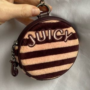 Vintage Velour Baby Pink and Brown Juicy Couture Coin Purse / Bag Charm